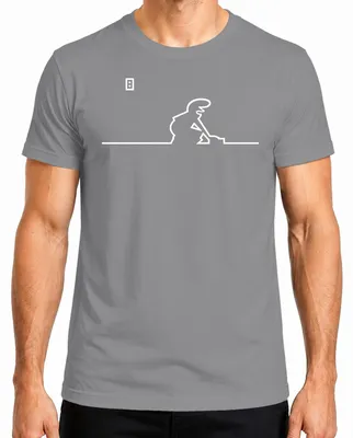 Imagen del producto de Camiseta para hombre, diseño "La Linea Balum Strichmännchen Retro Kult" de Osvaldo Cavandoli, color gris, talla M
