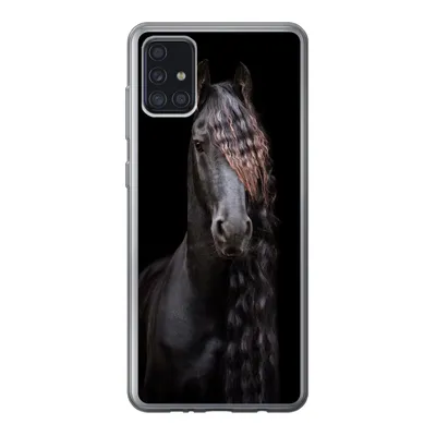 Produktbild von MuchoWow® Handyhülle Schutzhülle Hülle für Samsung Galaxy A52 5G Pferde - Friesisch - Mähne - Schwarz - Tiere Silikon Softcase Handy Hülle - Umschlag