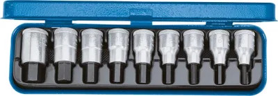 Immagine prodotto di Set di chiavi a bussola da 1/2" (9 pezzi), da 3/16" a 5/8" (esagonali), Gedore | 4010886615645