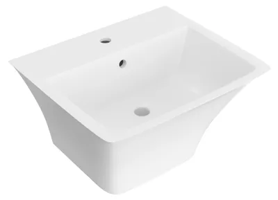 Produktbild von LAVITA Wandwaschbecken Ribera | Wandwaschtisch Rechteckig | Waschbecken mit †berlauf und Hahnloch | Aus hochwertigem Porzellan | Waschtisch | 53x44x36 cm | Wei§ Glanz