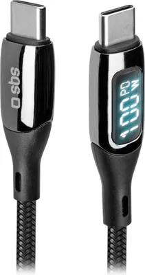 Produktbild von SBS USB-C zu USB-C Kabel 100W m. Display 1m schwarz