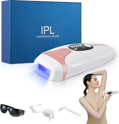 Image de Appareil d'épilation IPL - Épilateur à lumière pulsée - 999 900 impulsions lumineuses - 9 niveaux d'intensité - 3 modes HR/SC/RA - Rechargeable - Pour les aisselles - Blanc