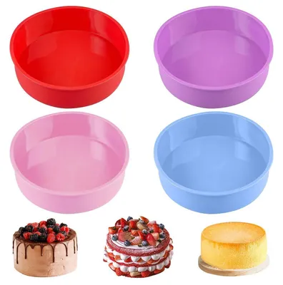 Immagine prodotto di Set di 4 stampi in silicone rotondi da 20 cm, senza BPA, antiaderenti