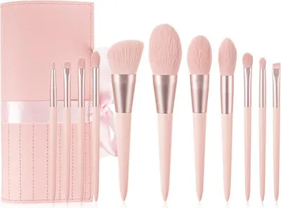 Obrázek produktu pro Sada štětců na make-up, růžová, prémiové syntetické štětce, štětec na podkladovou bázi pro rozetření pudru, očních stínů a korektoru, nástroj na make-up