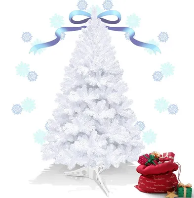 Obrázok produktu pre Vigevee Umelý vianočný stromček, 120 cm, biela farba, 220 vetvičiek, PVC vianočný stromček s plastovým stojanom