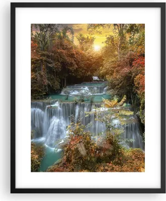 Produktbild von Gerahmtes Poster - Schwarzer Rahmen - Park Wasserfall Wasser - 40x50 cm - Wand Bild - Wanddeko - Wandbilder - Kunstposter - Wandposter - Bilderrahmen - Bilder - Kunstdruck - Wandbild - P2BPA40x50-3995