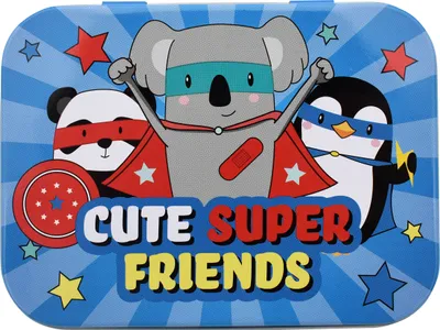 Produktbild von Super Friends Kinderpflaster Lizensiertes Produkt - Metall-Box - 24 Pflaster - Schönes Design Pflaster Aufbewahrungsbox für Kinder - 1 Box
