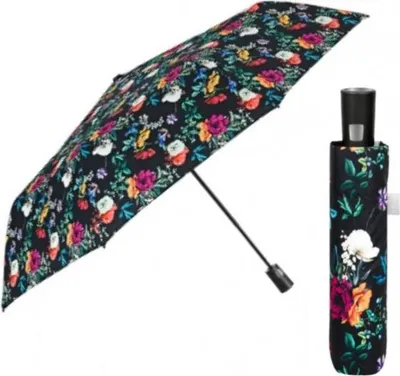 Image de Elégant parapluie pliant pour dames Perletti Time "Fiori", noir, 26433