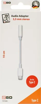 Immagine prodotto di adattatore audio stereo 2GO per tutti i dispositivi Type-C 20 cm bianco