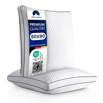 Produktbild von Hochwertige Kopfkissen 80×80 cm im 2er Set in Hotelqualität – Flauschige, gut gefüllte Schlafkissen, allergikergeeignet, 60° waschbar