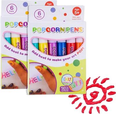 Obrázok produktu pre Sada 6ks 3D Fixky pre deti, Kreatívne fixky, Magické fixky na 3D maľovanie, Fixky s efektom popcornu pre deti a dospelých - PUFFPENS