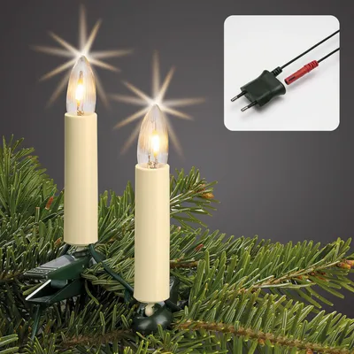 Produktbild von LED Lichterkette Weihnachten Baum Kerzen Deko Riffelkerze Innen, Made-in-Germany