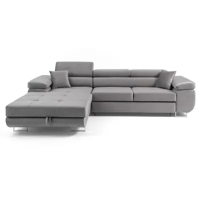 Produktbild von MUFFO Ecksofa ALONZO L Links mit Schlaffunktion 125x195 Velours Grau