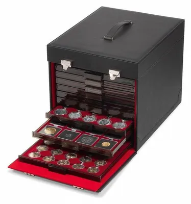 Produktbild von Münzkoffer schwarz, aus Kunstleder für 10 Münzboxen