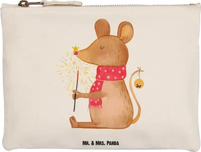 Produktbild von Mr. & Mrs. Panda Kosmetiktasche Maus Weihnachten Grösse XL Große - Weiß - Geschenk, Weihnachtsmotiv, Waschbeutel, Stiftemäppchen, Stifteetui, Federtasche, Frohe, Mäppchen