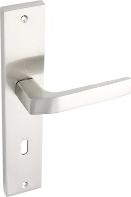 Zdjęcie produktu dla BINGO Klamka na Szyldzie Długim z Szyldem Dolnym LK1 30 Klucz Satyna Aluminium Drzwi Wewnętrzne 38-45mm Classic