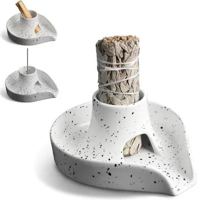 Produktbild von Famanu Smudge Stick Halter - Weiße Salbeischale aus Keramik