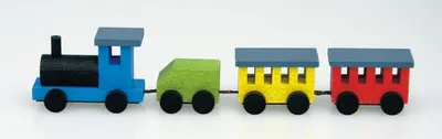 Immagine prodotto di Giocattolo in legno: trenino con 3 vagoni, colorato, dimensioni 11x2,5 cm. Nuovo