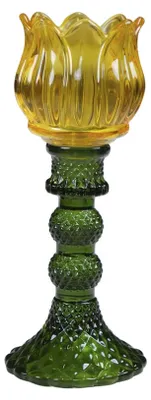 Produktbild von Theelichthouder Tulp glas geel 19cm