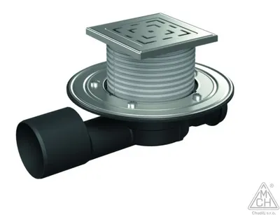 Image de Siphon de sol continu Chud?j D50/75 NEPTUN, cadre en acier inoxydable, grille en céramique C 427 A X