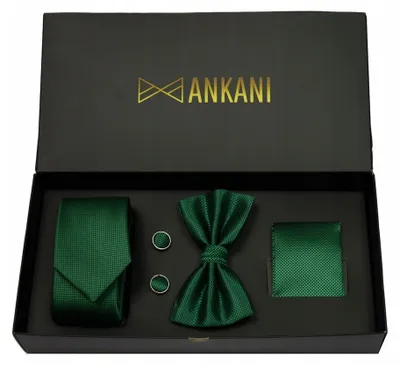 Produktbild von Ankani Herren Fliegen-Krawatten-Set Grüne Accessoires 4-teilig