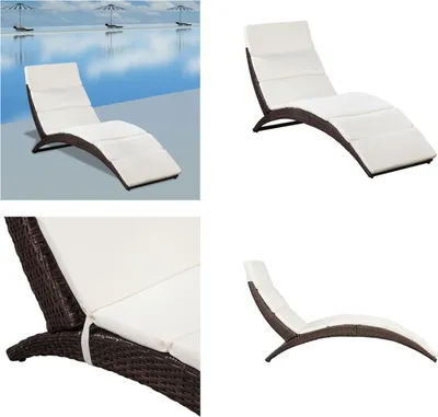 Immagine prodotto di vidaXL Lettino prendisole pieghevole con cuscino in rattan marrone - Lettino prendisole - Lettini prendisole - Lettini prendisole