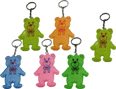 A collection of colorful teddy bear keychains.