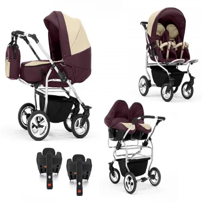 Produktbild von Zwillingskinderwagen 5 in 1 Duo inkl. Autositze und Iso Bases - 14 Teile -  in 20 Farben