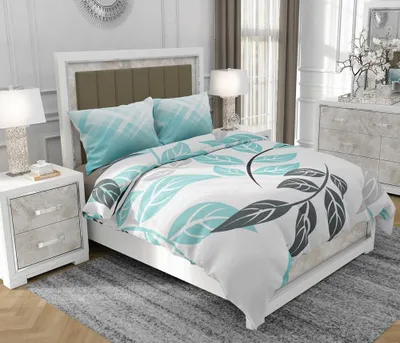 Obrázok produktu pre Obliečky 200x220 cm + 2x70x80 cm, 3-dielna súprava, 100% bavlna (bavlnený satén), zips, Kvety, Biela - SOVIO | So.0062