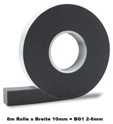 Produktbild von Ramsauer 1083 Kompriband Pro Quellband grau 8m x 10mm x 2mm Fuge BG1 2-6mm