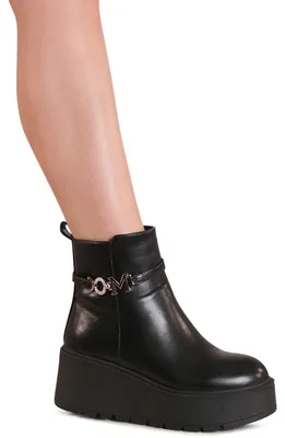 Produktbild von topschuhe24 3214 Damen XXL Plateau Stiefeletten, Farbe:Schwarz, Größe:39 EU