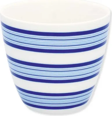 Produktbild von Greengate Latte Cup Becher HELEN Blau Weiß mit Streifen Kaffeebecher