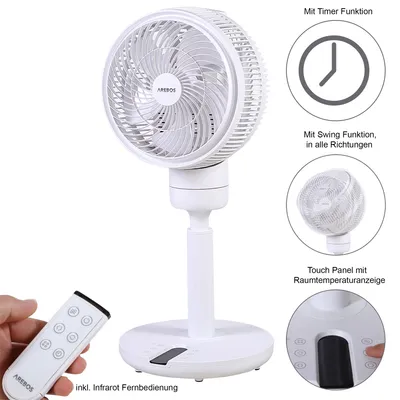 Produktbild von AREBOS Standventilator 55 W | Ø 23 cm, 3D Oszillation, Timer & Fernbedienung