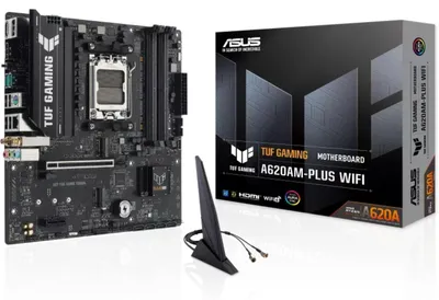 Produktbild von ASUS TUF GAMING A620AM-PLUS WIFI, AMD, Sockel AM5, AMD Ryzen 7000 Series, AMD Ryzen 8000 Series, AMD Ryzen 9000 Series, Sockel AM5, DDR5-SDRAM, 256 GB