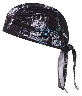 Zdjęcie produktu dla Chusta na głowę unisex, motyw czaszki, dla motocyklistów i rowerzystów, ochrona przed słońcem, czarna, wykonana z poliestru