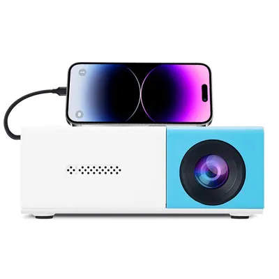 Produktbild von ZELURXX Mini Beamer tragbar 1080P, kabellos, USB, LED Projektor, Bildschirmübertragung, kompakt, Blau-Weiß