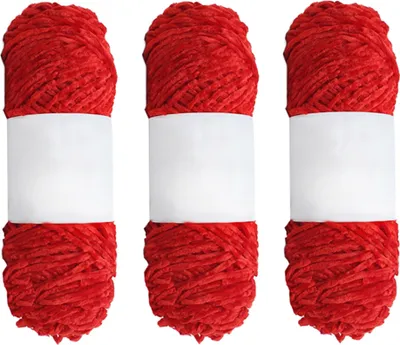 Obrázok produktu pre 3 kusy 100% polyesterovej priadze na pletenie a háčkovanie, 100 g na priadze, červená