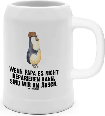 Produktbild von Mr. & Mrs. Panda Krug Wenn Papa es nicht reparieren kann, sind wir am Arsch - Weiß - Geschenk, Vatertag, Pinguin, Humpen, Bruder, Steinkrug, Tonkrug, Bierhumpen, Vater