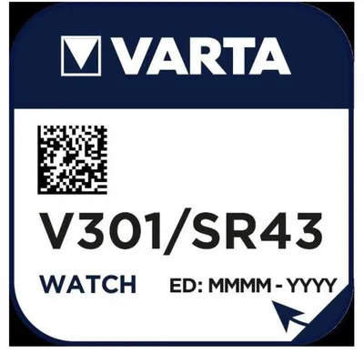 Obrázok produktu pre Varta V301, Batéria na jedno použitie, SR43, Strieborný oxid (S), 1,55 V, 1 kusov, Strieborná