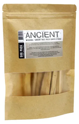 Zdjęcie produktu dla 50g gałązek drzewa Palo Santo (zielone). Zawiera 5-8 patyczków