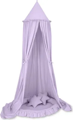 Image de Ensemble My Sweet Baby pour chambre d'enfant violet avec baldaquin en coton, nid d'ange et coussins en forme d'étoile