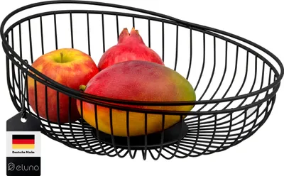 Produktbild von eluno Obstkorb - Brotkorb, runde Obstschale aus schwarzem Metall