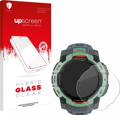 Produktbild von upscreen Schutzglas für Garmin Instinct 3 AMOLED (50 mm) Schutzfolie Panzer Folie Glas Display Schutz klar