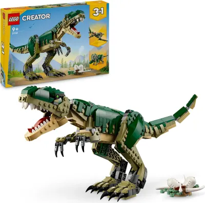 Produktbild von LEGO Creator T.Rex, 3-in-1-Dino zum Umbauen in einen Triceratops oder Pterodaktylus, bewegliches Dinosaurier Modell für Kinder, Geschenk für Jungen und Mädchen 31151
