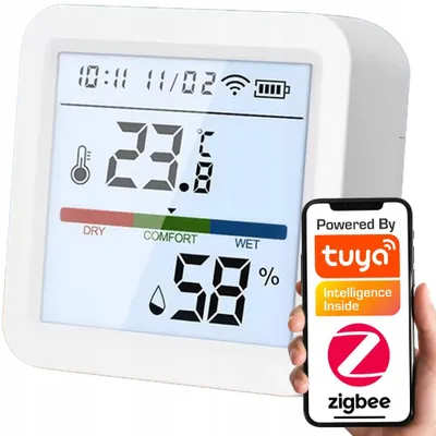 Produktbild von Tuya Temperatur- und Feuchtigkeitssensor mit beleuchtetem Display, ZigBee