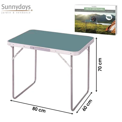 Produktbild von Sunnydays Campingtisch 80 x 60 x 70 cm faltbarer Camping-Tisch 330023 Blau-Grün