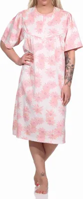 Produktbild von Elegantes frauliches Damen kurzarm Nachthemd,105 cm Länge, Knopfleiste am Hals ; rosa , 52