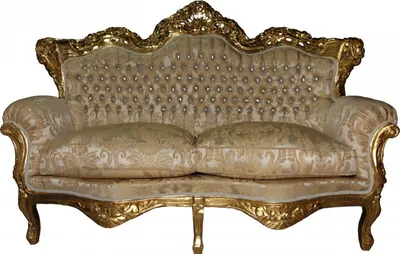 Produktbild von Casa Padrino Barock 2-er Sofa Master Creme Barock Muster/ Gold mit Bling Bling Glitzersteinen Mod3 - Wohnzimmer Couch Möbel Lounge