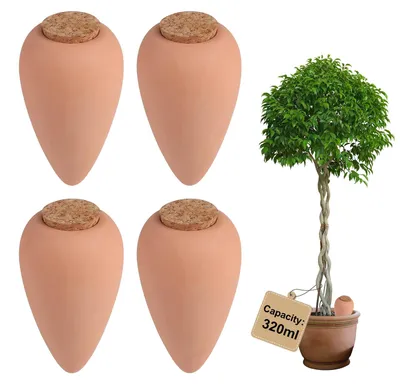 Bewässerungskegel 4er-Set 320 ml Terrakotta automatisch