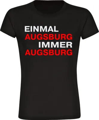 Produktbild von multifanshop Damen T-Shirt - Augsburg - Einmal Immer, schwarz, Größe M